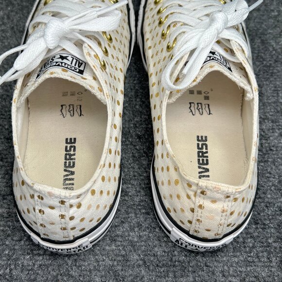 Converse Sneakers Womens Size 9 Cream Canvas Gold Chuck Taylor All Star Low Lace - Picture 9 of 12